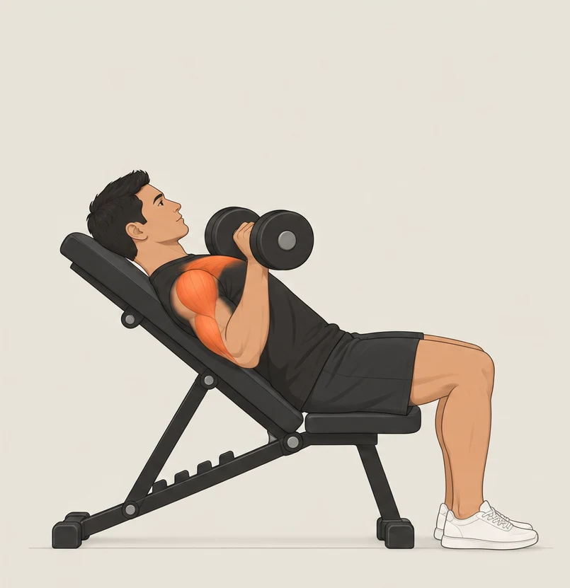 Incline dumbbell press, start position